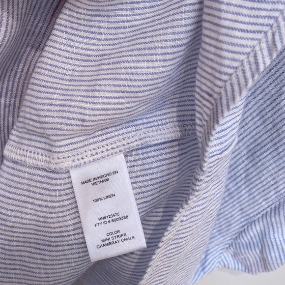 Adrienne Vittadini 100% Linen Blue White Striped Chambray Cap Sleeve Top Size M - Picture 12 of 14